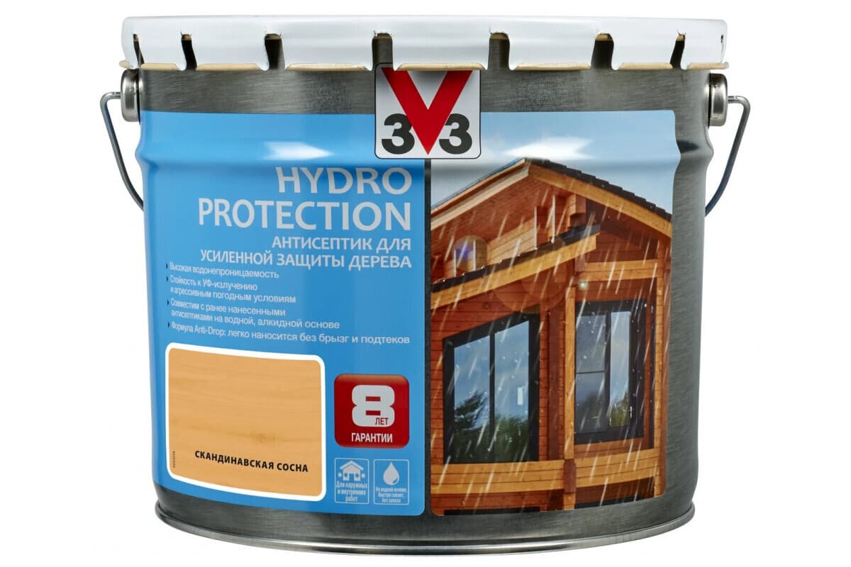 Антисептик V33 для дерева HYDRO PROTECTION Скандинавская сосна 9 литров 1