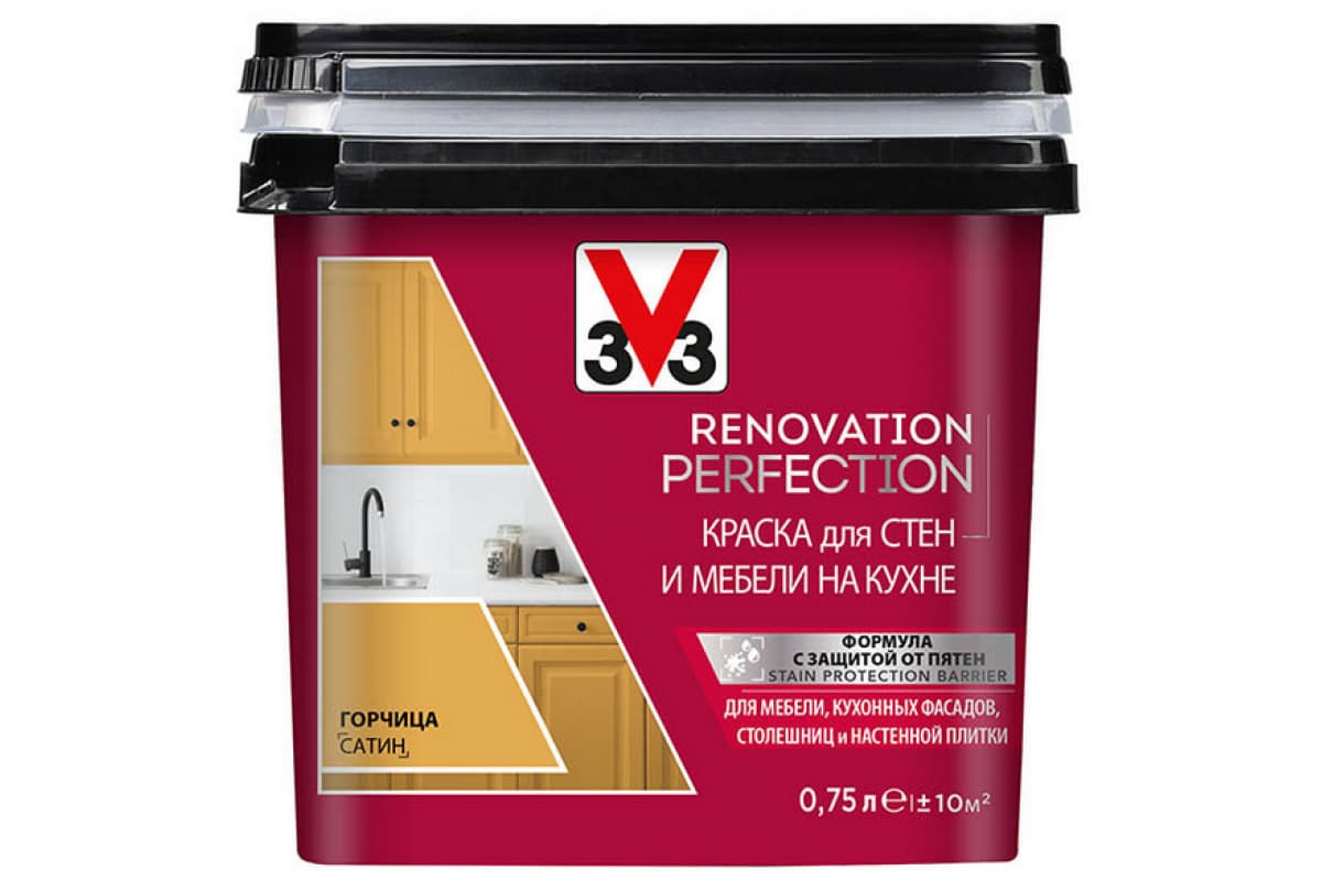 Краска для стен и мебели на кухне RENOVATION PERFECTION ГОРЧИЦА 750 мл. 4