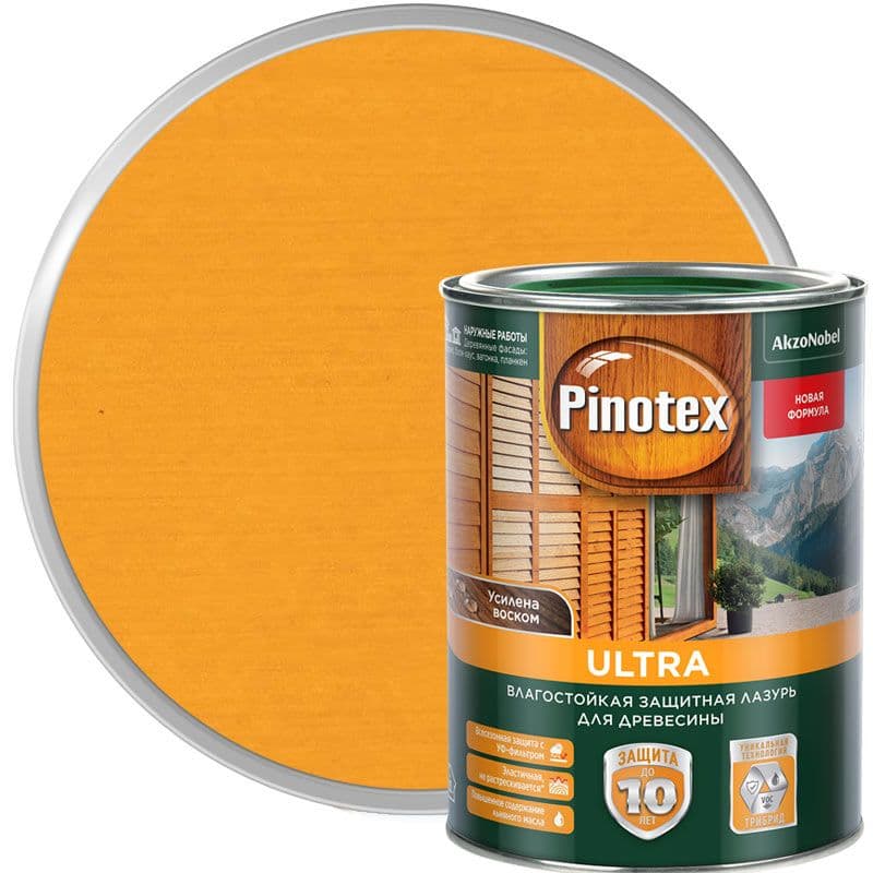 Пропитка декоративная для защиты древесины Pinotex Ultra AWB полуглянцевая орегон 1 л 1