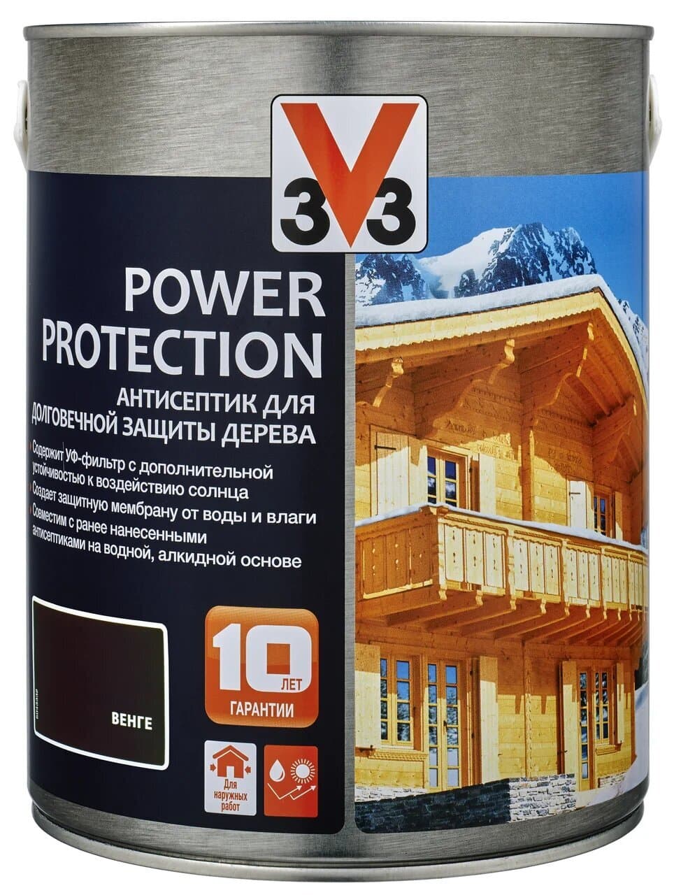 Антисептик V33 для дерева POWER PROTECTION полуглянцевый Венге 2,5л. 1