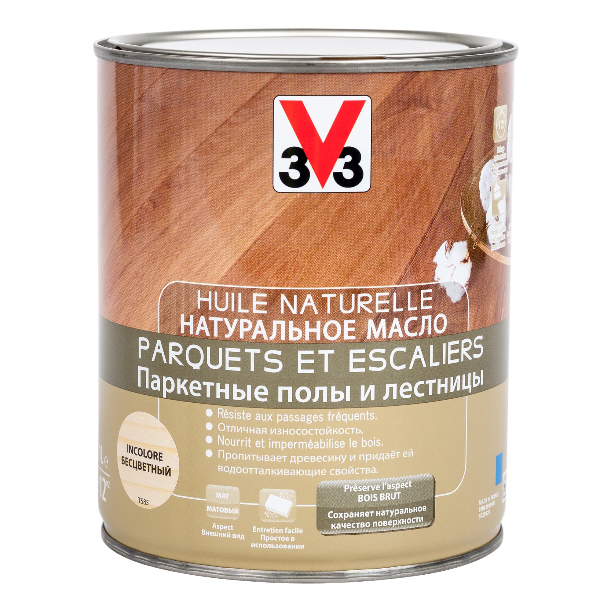 Масло для лестниц и паркета "V33", цвет: прозрачный, 1 л 1