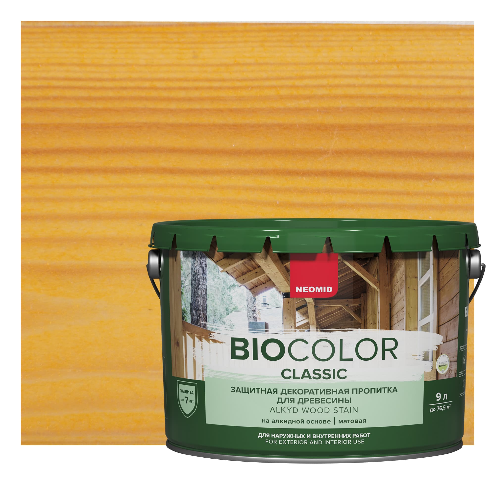 NEOMID Защитная декоративная пропитка для древесины BIO COLOR CLASSIC /Био Колор Классик, сосна 9л 2